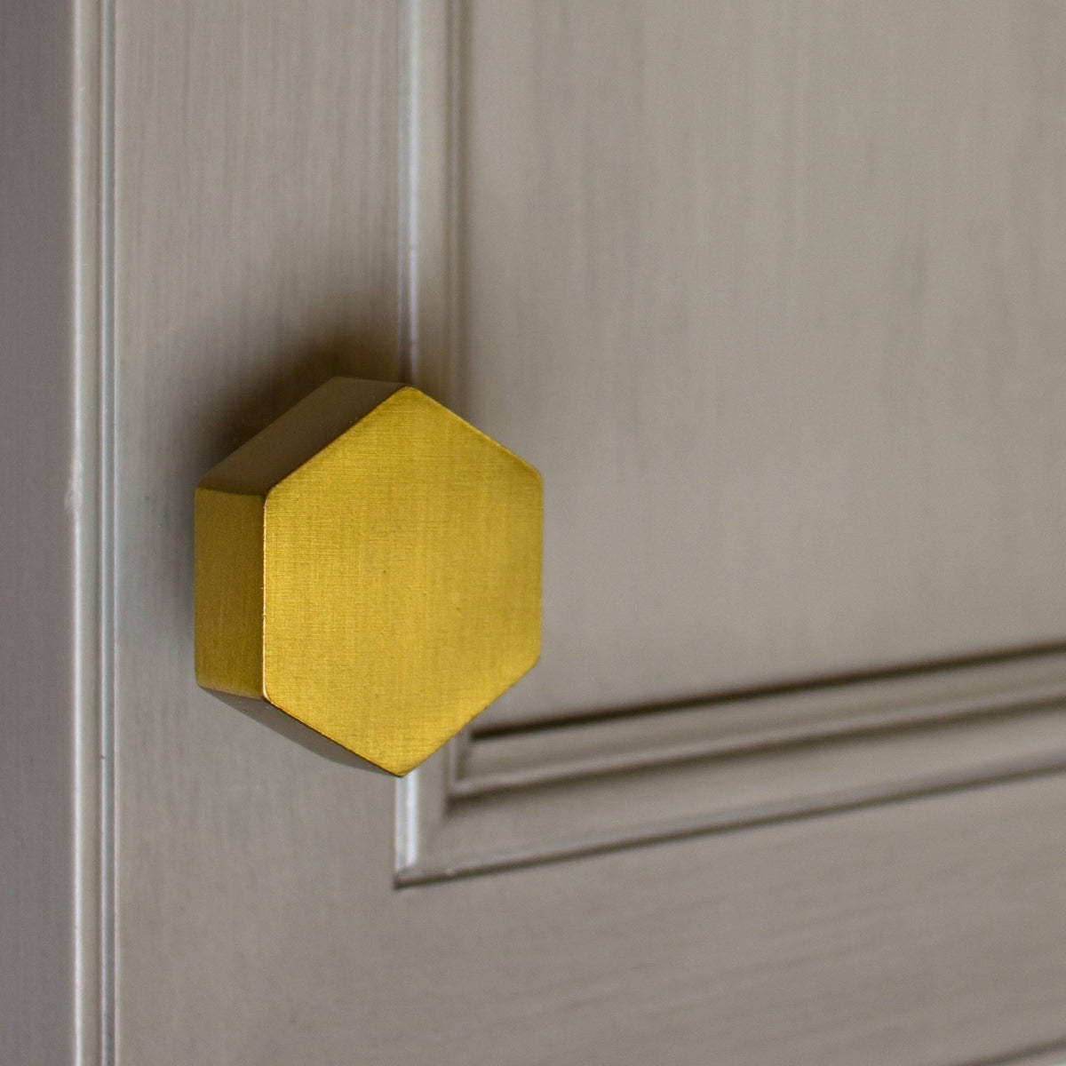 1-1/2 inch Solid Hexagon Cabinet Knob Satin Gold N15576