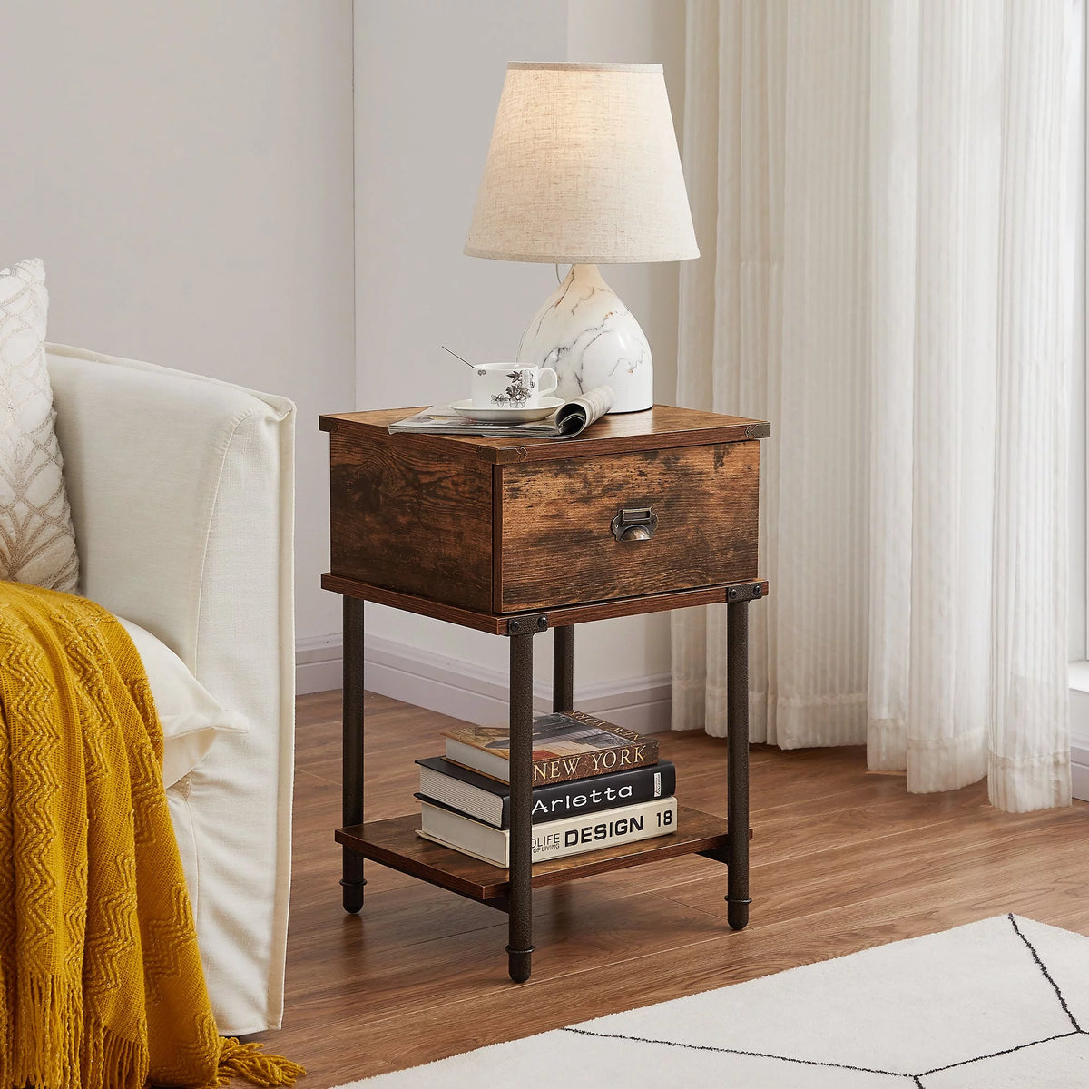 3-Piece Full Bedroom Set with Platform Bed Frame and 2 Nightstand I17668
