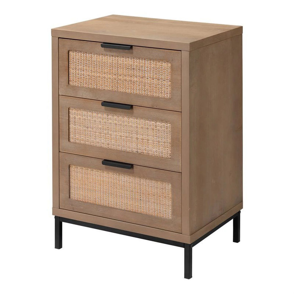 3 Drawer Wood and Iron Side Table X280612