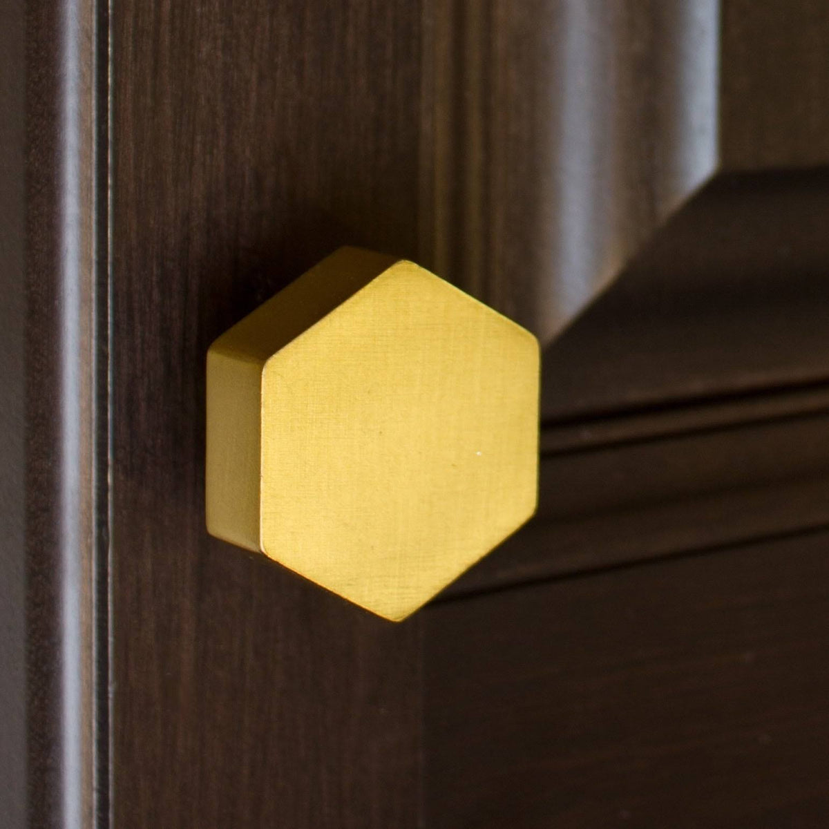 1-1/2 inch Solid Hexagon Cabinet Knob Satin Gold N15576