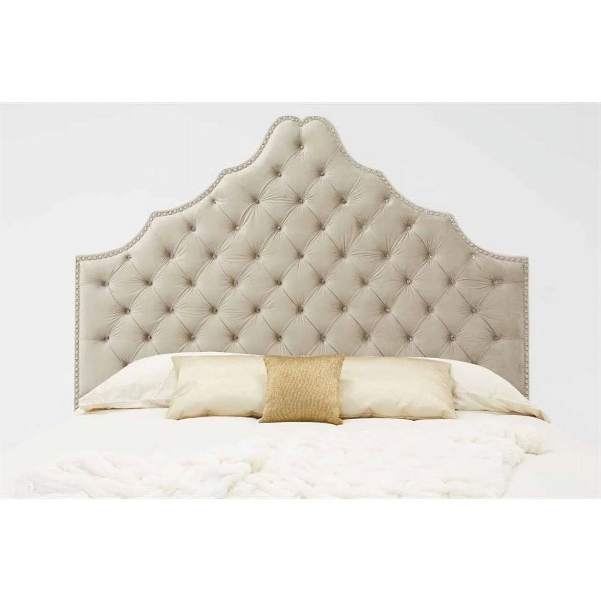 Light Gray Fabric Upholstered Queen Bed U549