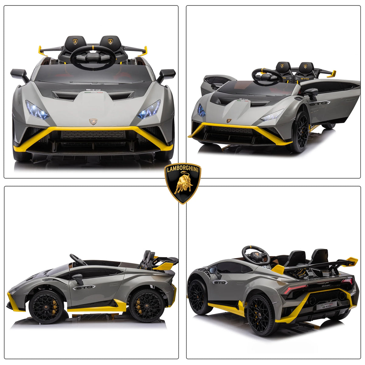 Licensed Lamborghini STO 24V 2-Seater Ride on Car with Remote Control, Grey X2350