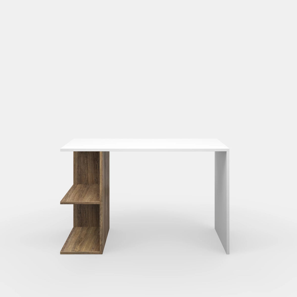 2 Tier White Walnut Modern Desk Q676810
