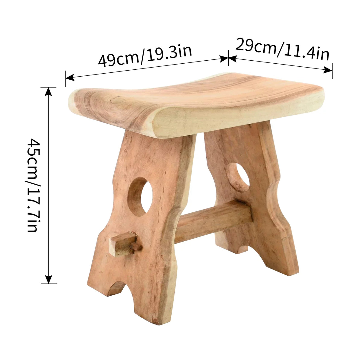 18" Solid Wood Shower Stool Footstool Bench N86176