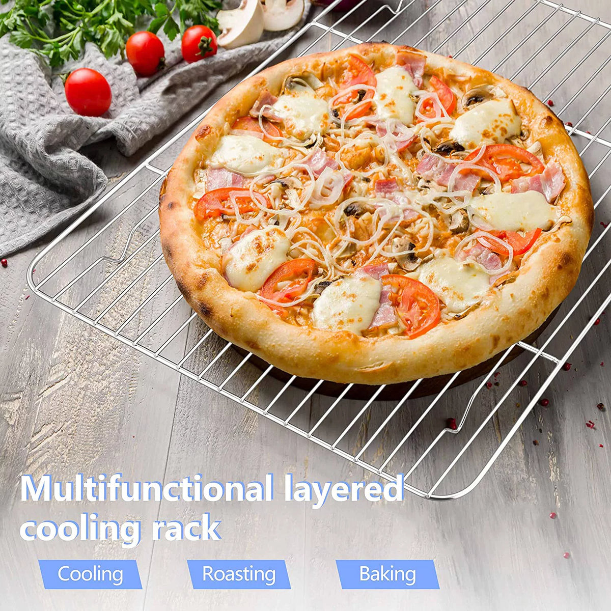 16 inch Stainless Steel Baking Sheet with Rack & Mat Set of 6 Z1837