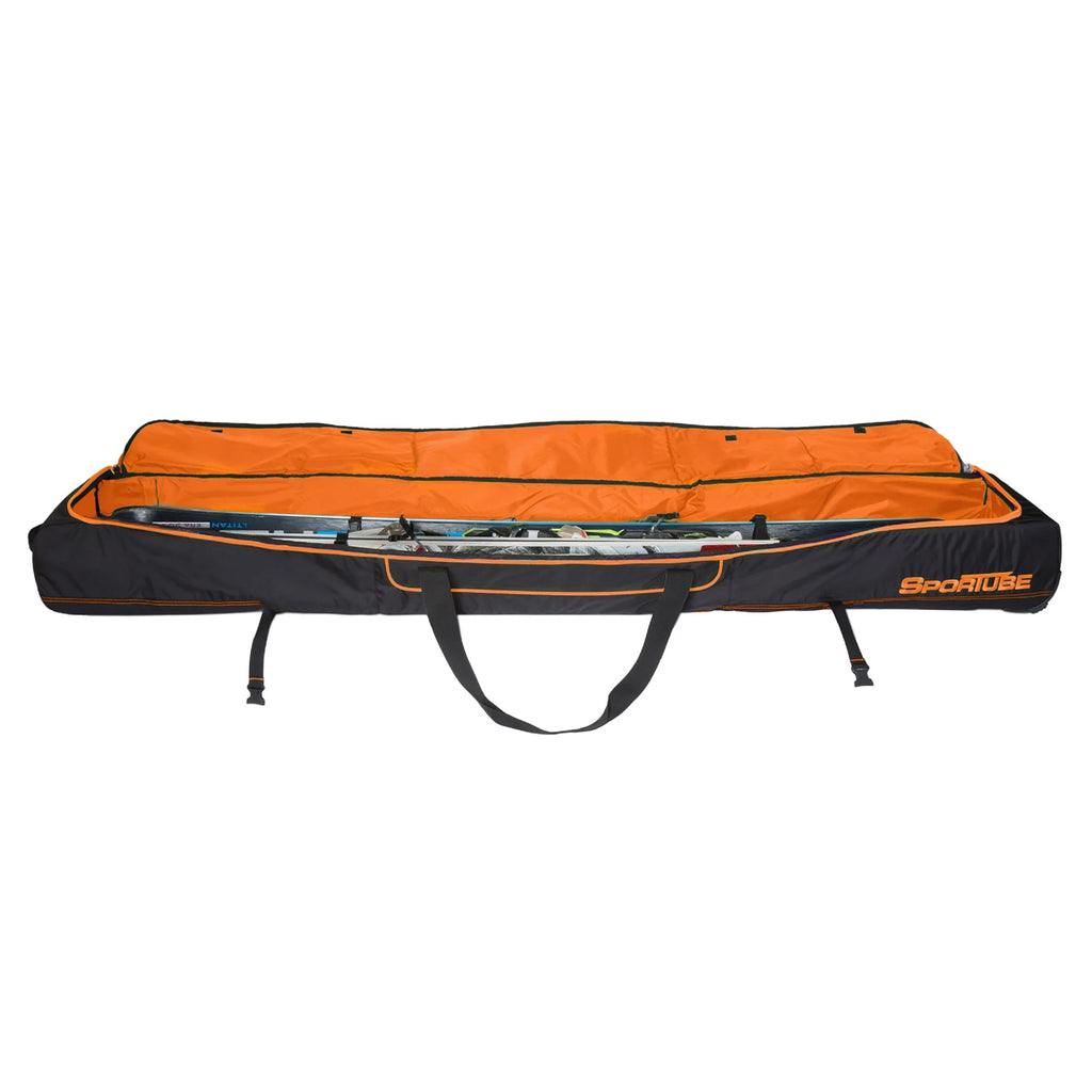 Wheeled Padded Ski Bag, Black/Orange E148