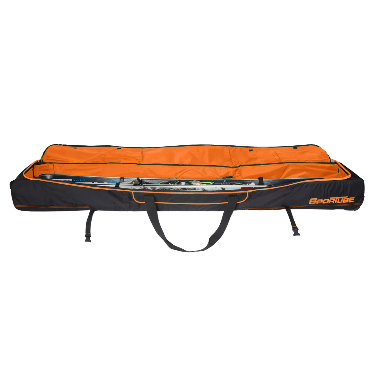 Wheeled Padded Ski Bag, Black/Orange E148