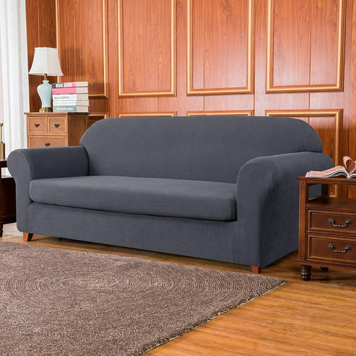 2-Piece Textured Grid Sofa Slipcover O81667