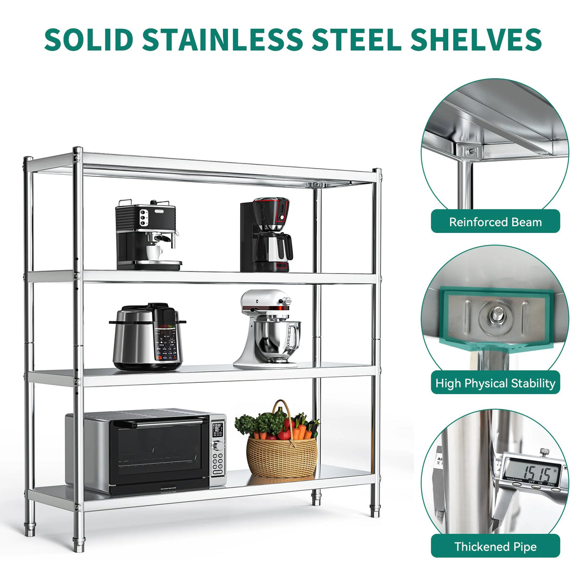 Stainless Steel 4 Tier Storage Shelf I149398