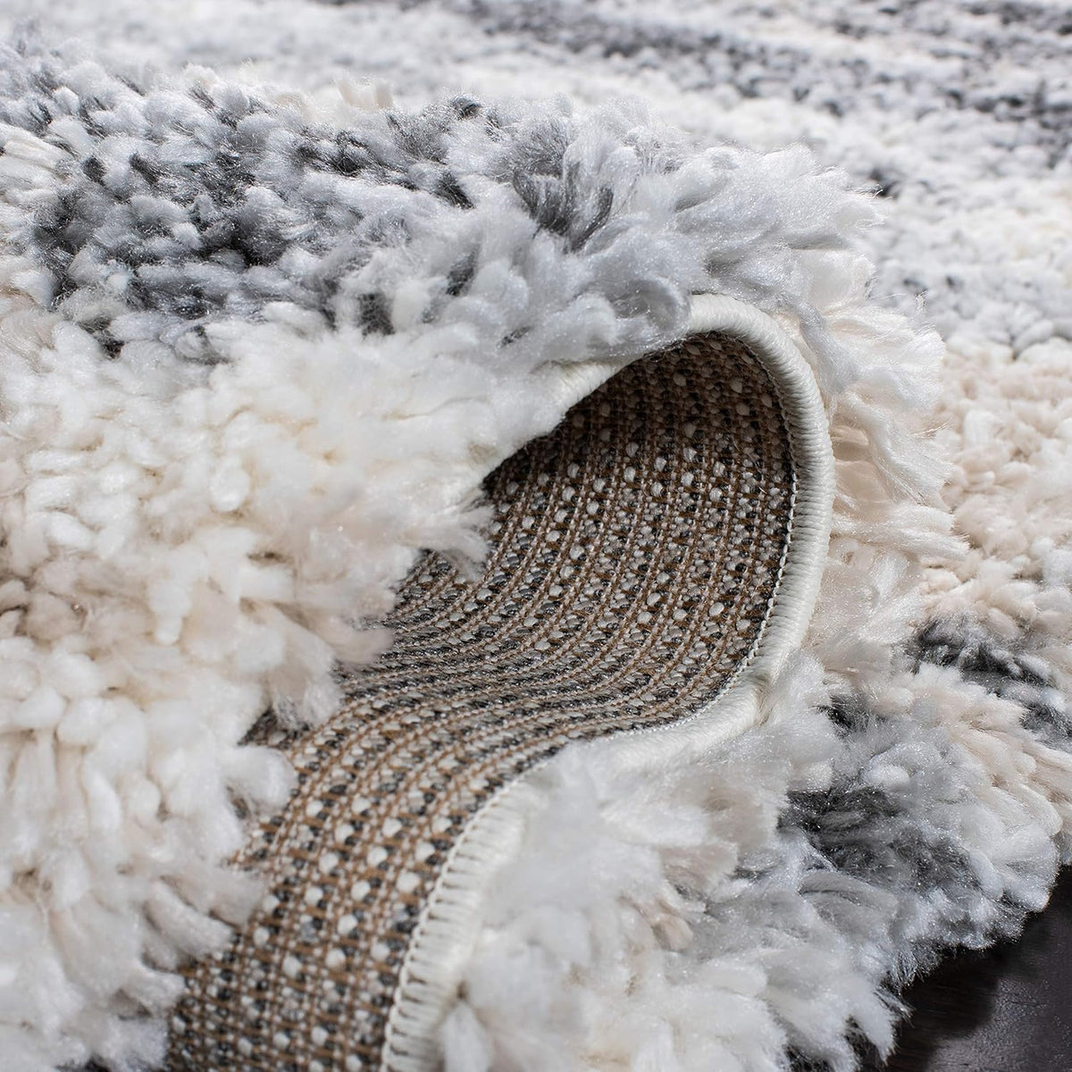 Grey & Ivory 8' x 10' Shag Area Rug P188025