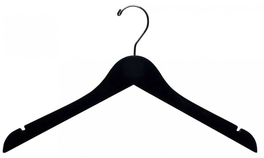 Black Velvet Wood Top Hangers, Box of 100, 17 inch Z408