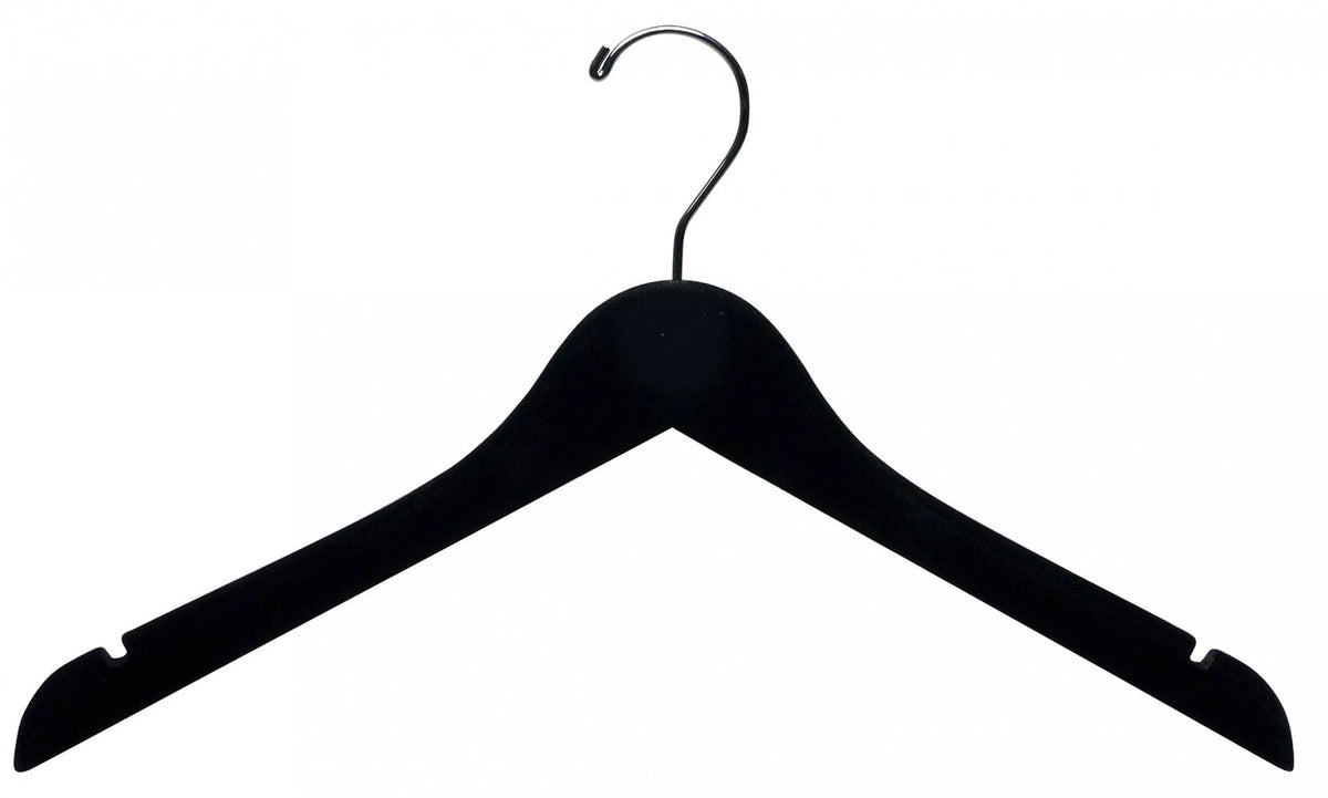 Black Velvet Wood Top Hangers, Box of 100, 17 inch Z408
