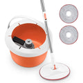 Microfiber Spin Mop Bucket Kit with Rotatable Foldable Spin Mop Detachable Cover Adjustable Handle, 9.5in, Orange A1895