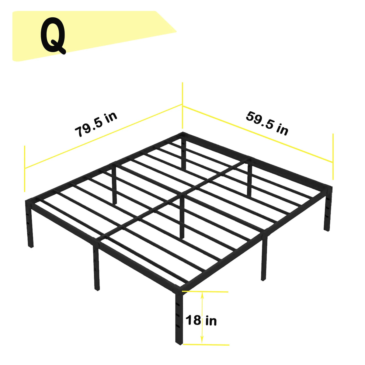 Queen Size Heavy Duty Metal Platform Bed Frame with Storage D288