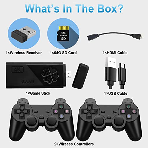 Wireless Retro Game Console Stick with 2 Pack 2.4G Wireless Controllers D257556