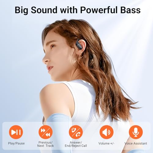 Wireless Earbuds Bluetooth Headphones with Earhooks ENC Mics Black N74796