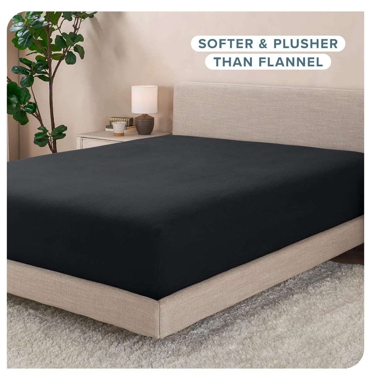 Twin XL Black Deep Pocket Fleece Fitted Sheet S827