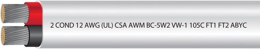 12 AWG 2 Conductor Tinned Copper Duplex Flat Boat Cable 100 Feet L3267