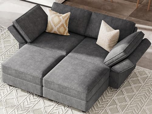 Light Grey 6 Seater Modular Sleeper Sofa Bed with Storage M902982