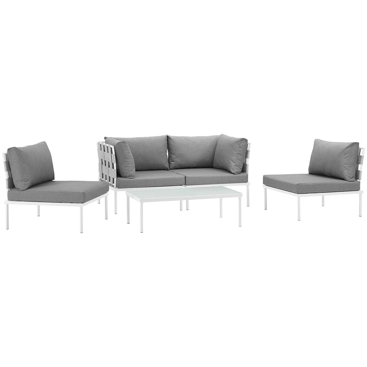 Grey White Gray Rattan Five PCS Sectional Sofa Set C927556
