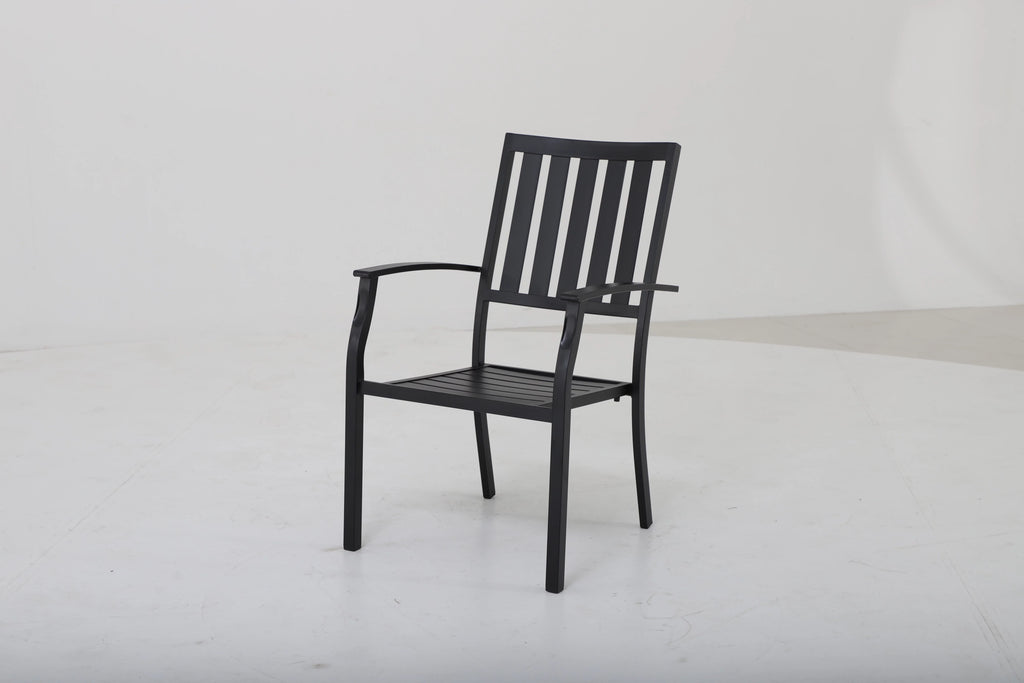 Black Set of 4 Steel Outdoor Dining Chair Q120