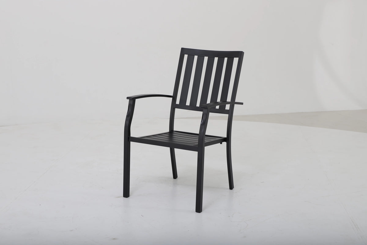 Black Set of 4 Steel Outdoor Dining Chair Q120