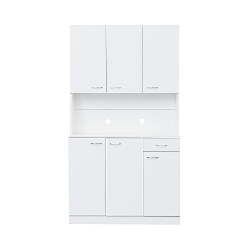White 39" W Tall Freestanding Wood Wardrobe Armoire with Doors and Storage Shelves U8552