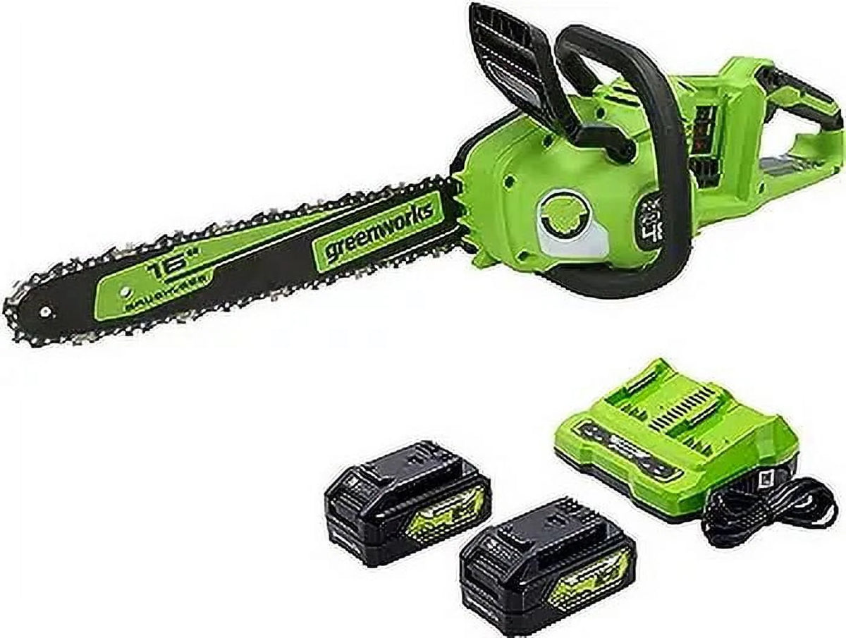 48V 16-inch Brushless Chainsaw with 4Ah Batteries and Dual Port Charger L19958