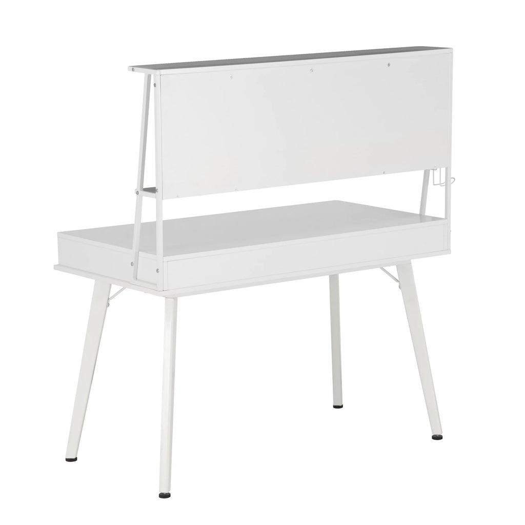 White Computer Desk With Storage & Dry Erase White Board T784