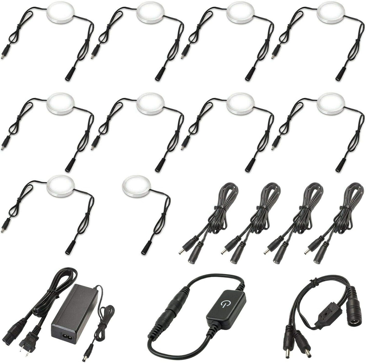 Under Cabinet LED Lighting Kit, Touch Dimmable, 12 Lights, Warm White H658