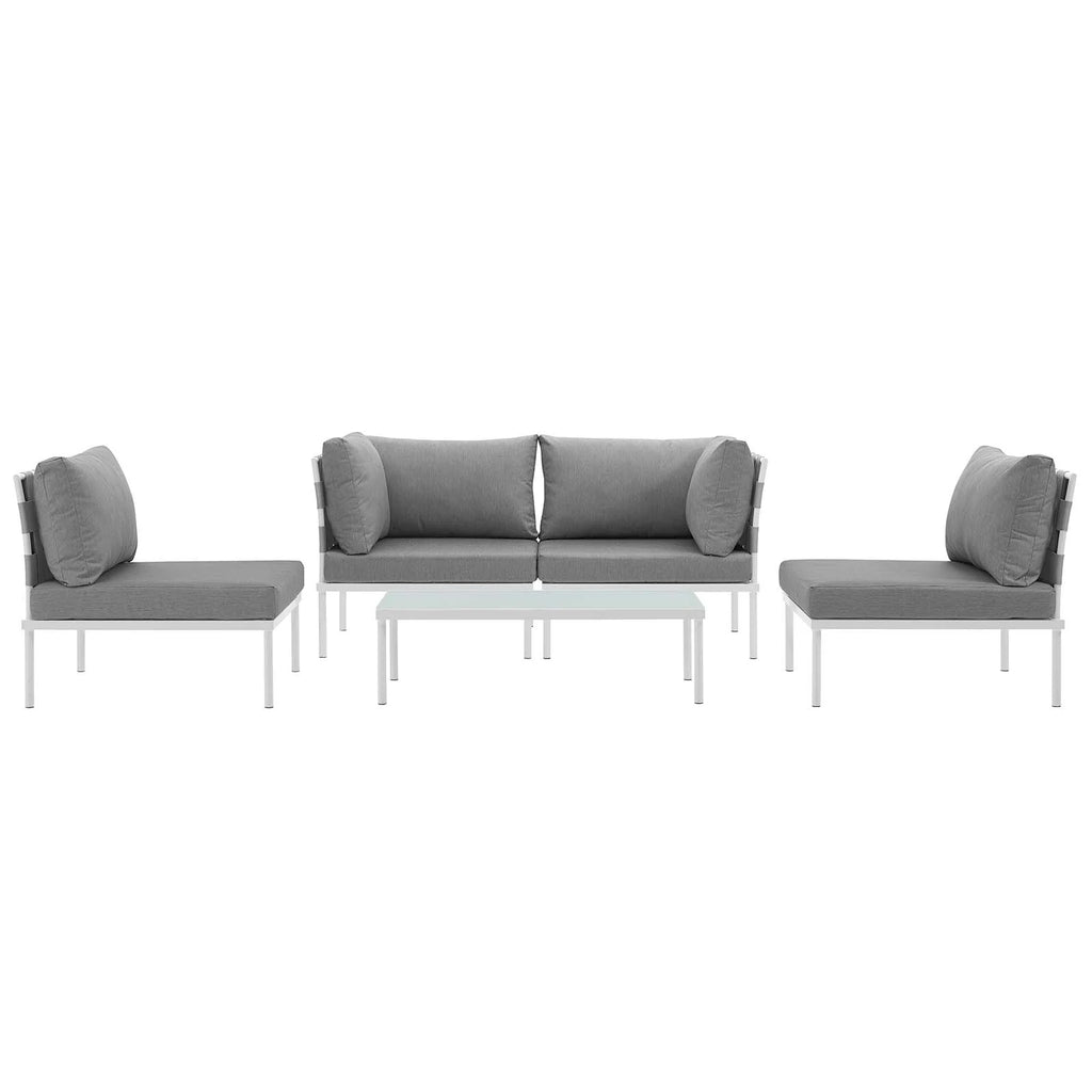 Grey White Gray Rattan Five PCS Sectional Sofa Set C927556