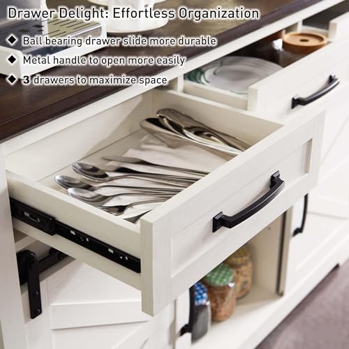 Dark Grey 53” Sideboard Cabinet with 2 Doors and 3 Drawers G4026
