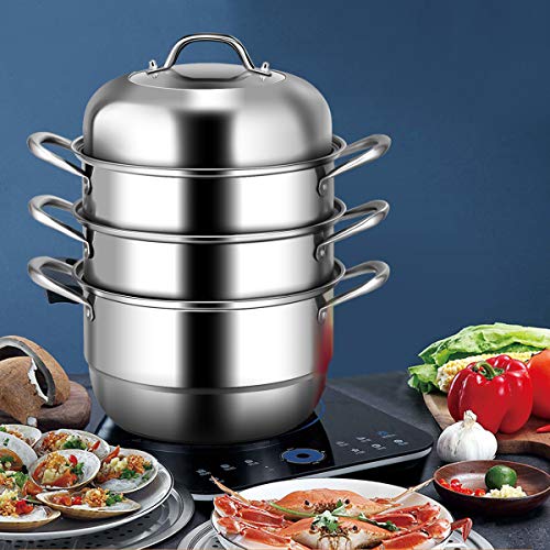 11 Inch Stainless Steel Steamer Pot with Tempered Glass Lid V226381