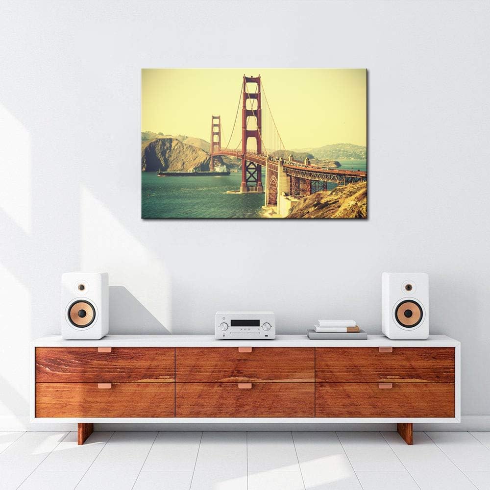 Golden Gate Bridge Canvas Wall Art Cityscape at Sunset E117107