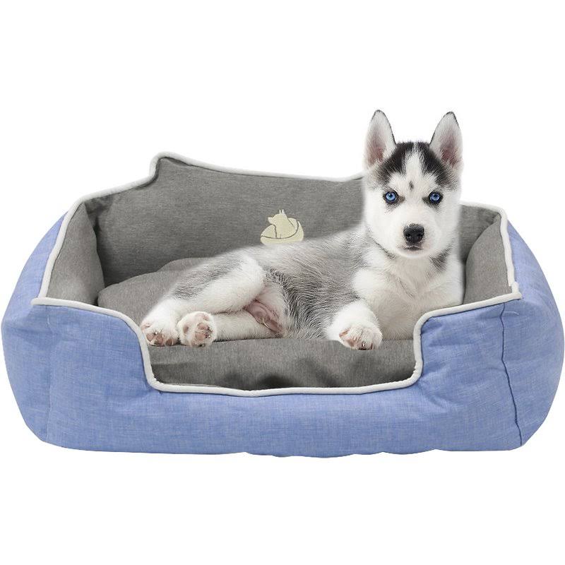 Blue Large Rectangle Bolster Cat Dog Bed K388