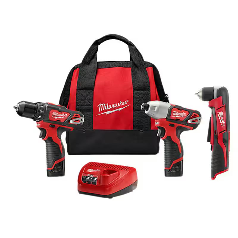 12V Cordless Drill Driver/Impact Combo Kit with Right Angle Drill A597340