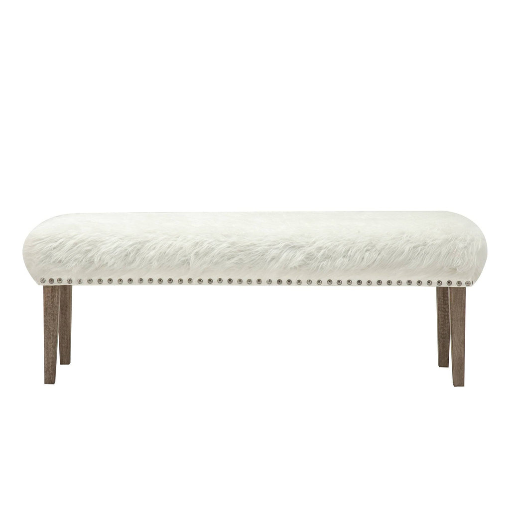 White Faux Leather Makeup Bench U734843