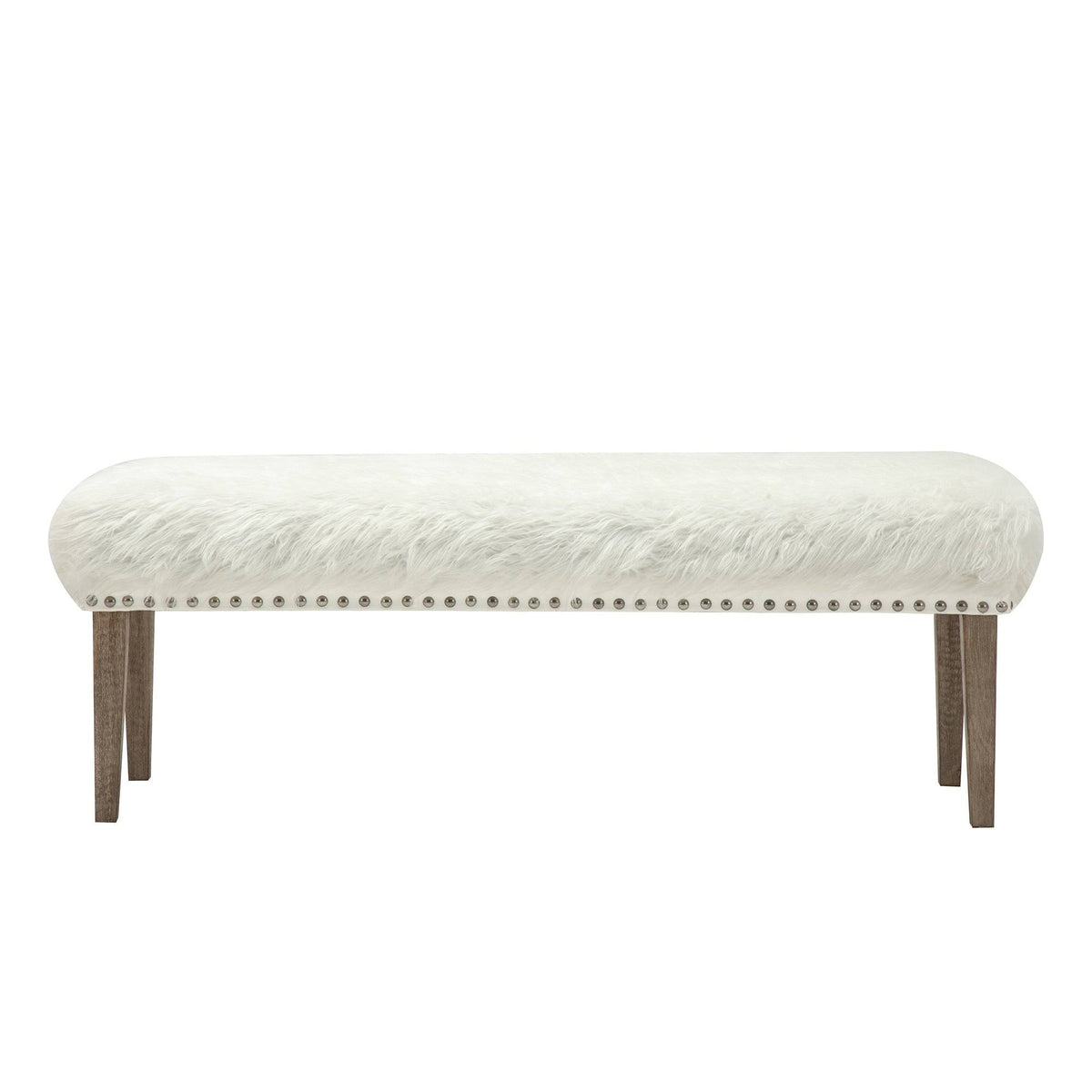 White Faux Leather Makeup Bench U734843