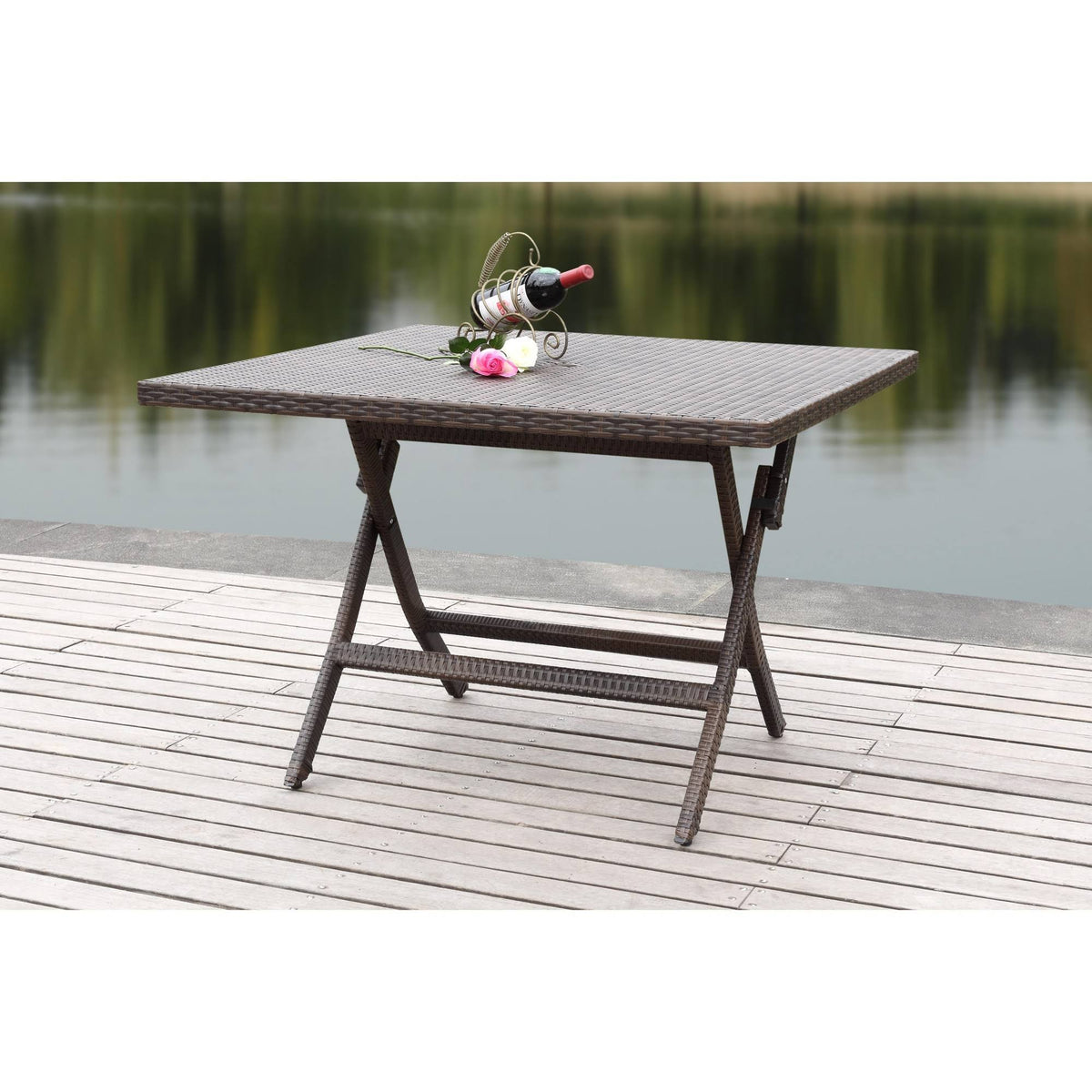 Square Folding Table Brown Q3219