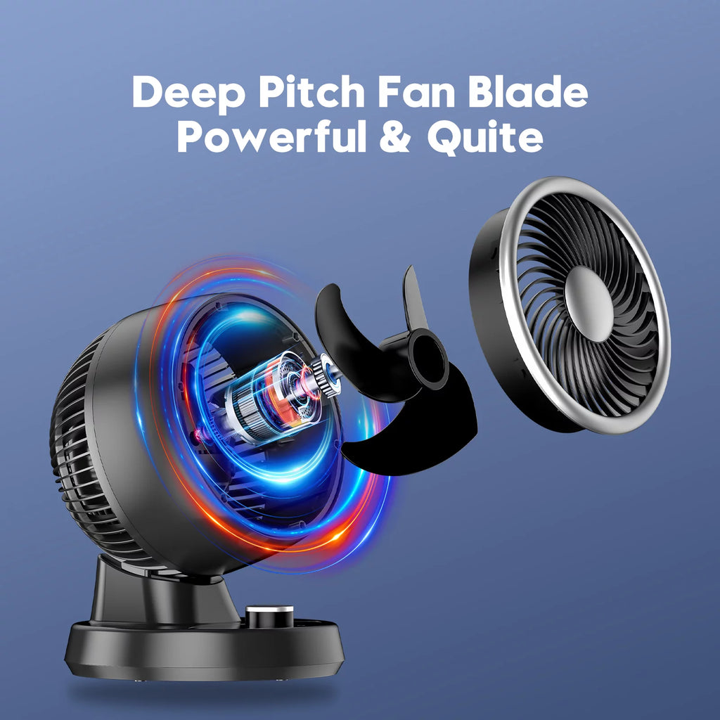 Portable Table Fan with 90° Auto-oscillation, 6 Tilting Head Settings, 3 Speeds K13271