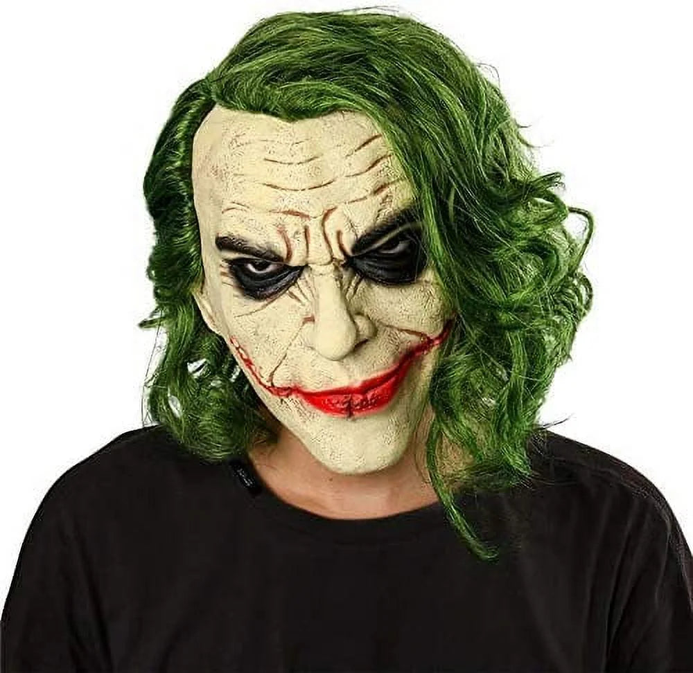 Joker Halloween Vinyl Mask with Green Hair Accessory T540852