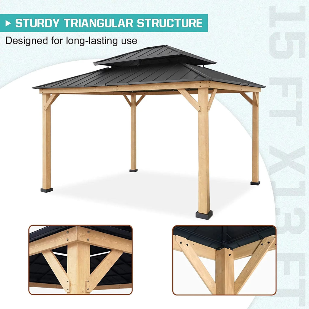 13' x 11' Black Hardtop Gazebo Y309642