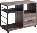 Retro Grey Rolling File Cabinet with Drawer and Open Storage Shelves O503