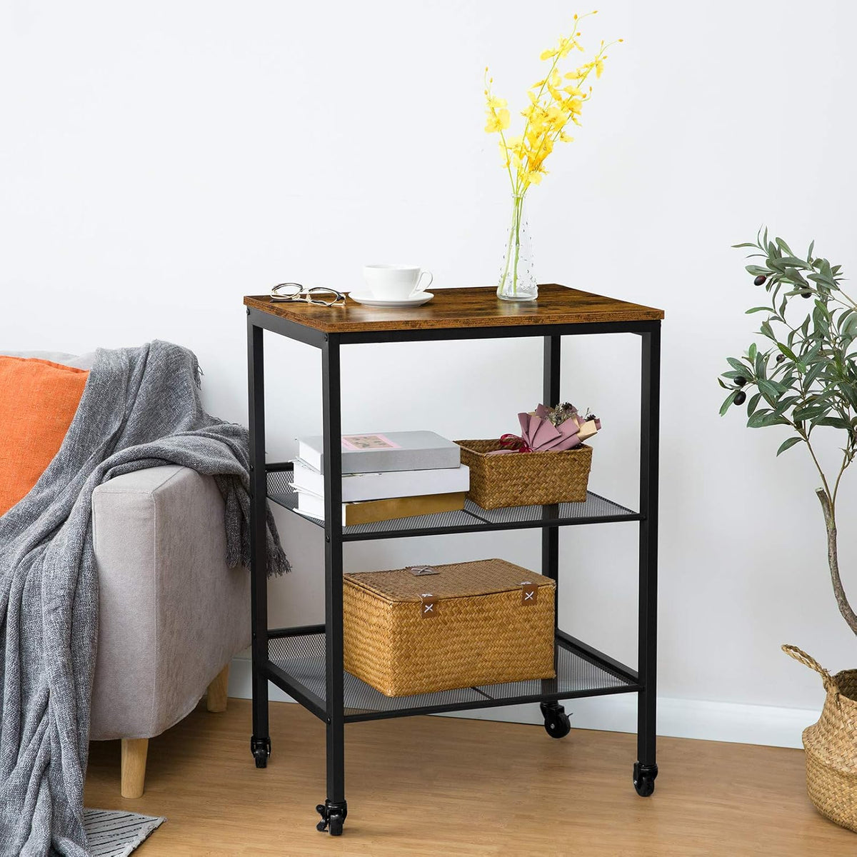 3-Tier Kitchen Bar Cart on Wheels with Storage Shelves L644870