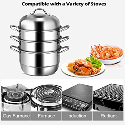 11 Inch Stainless Steel Steamer Pot with Tempered Glass Lid V226381