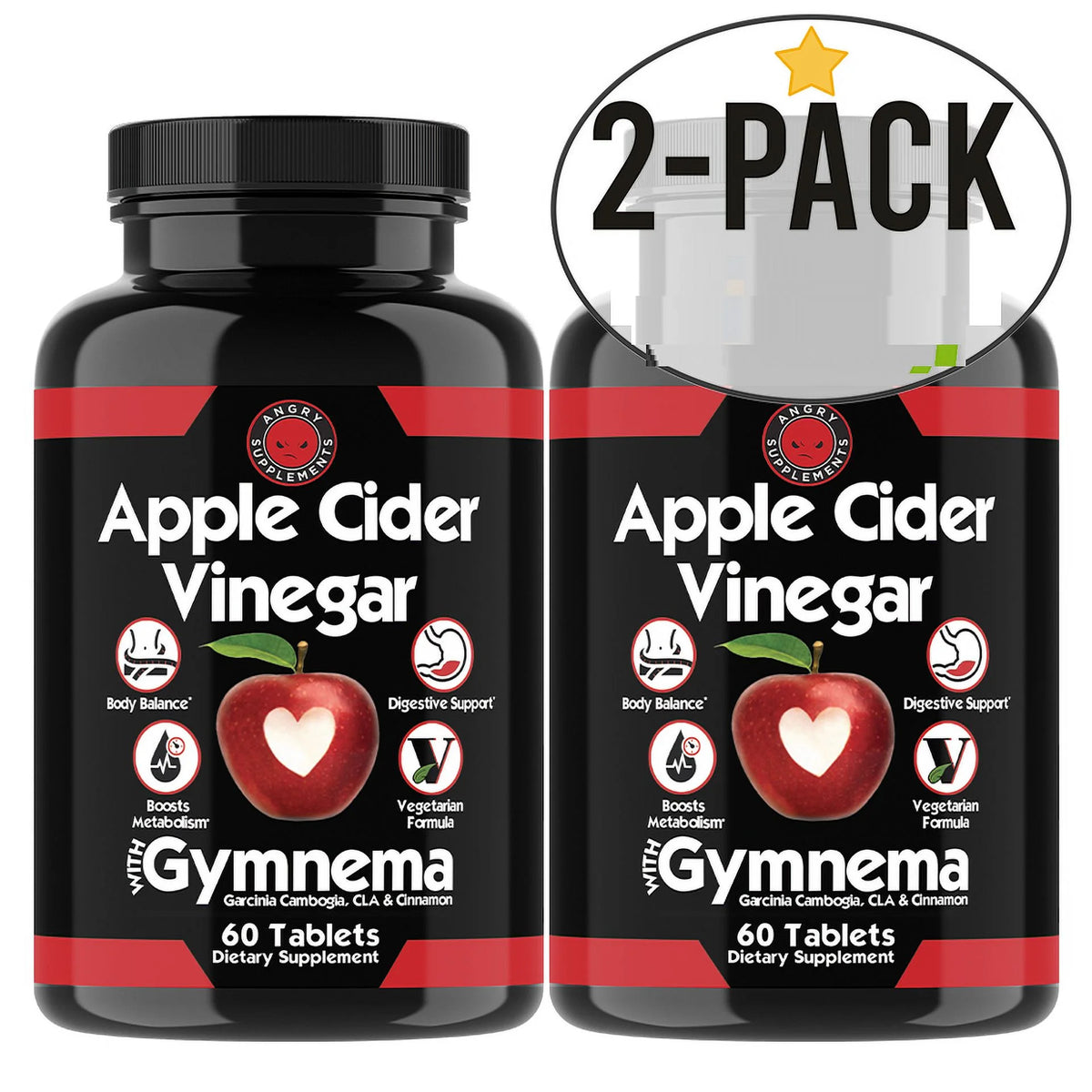 60 Tablet Apple Cider Vinegar Garcinia Cambogia Fat Burner (2 Pack) F170