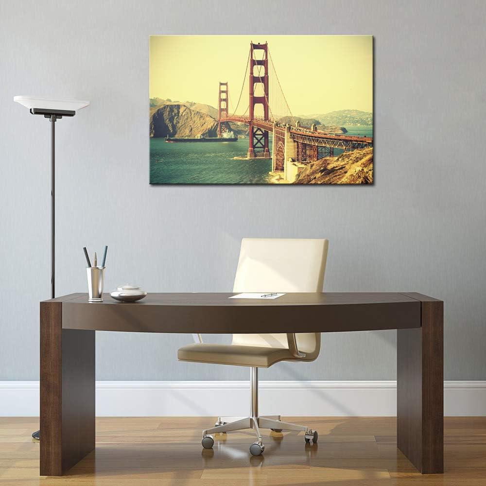 Golden Gate Bridge Canvas Wall Art Cityscape at Sunset E117107