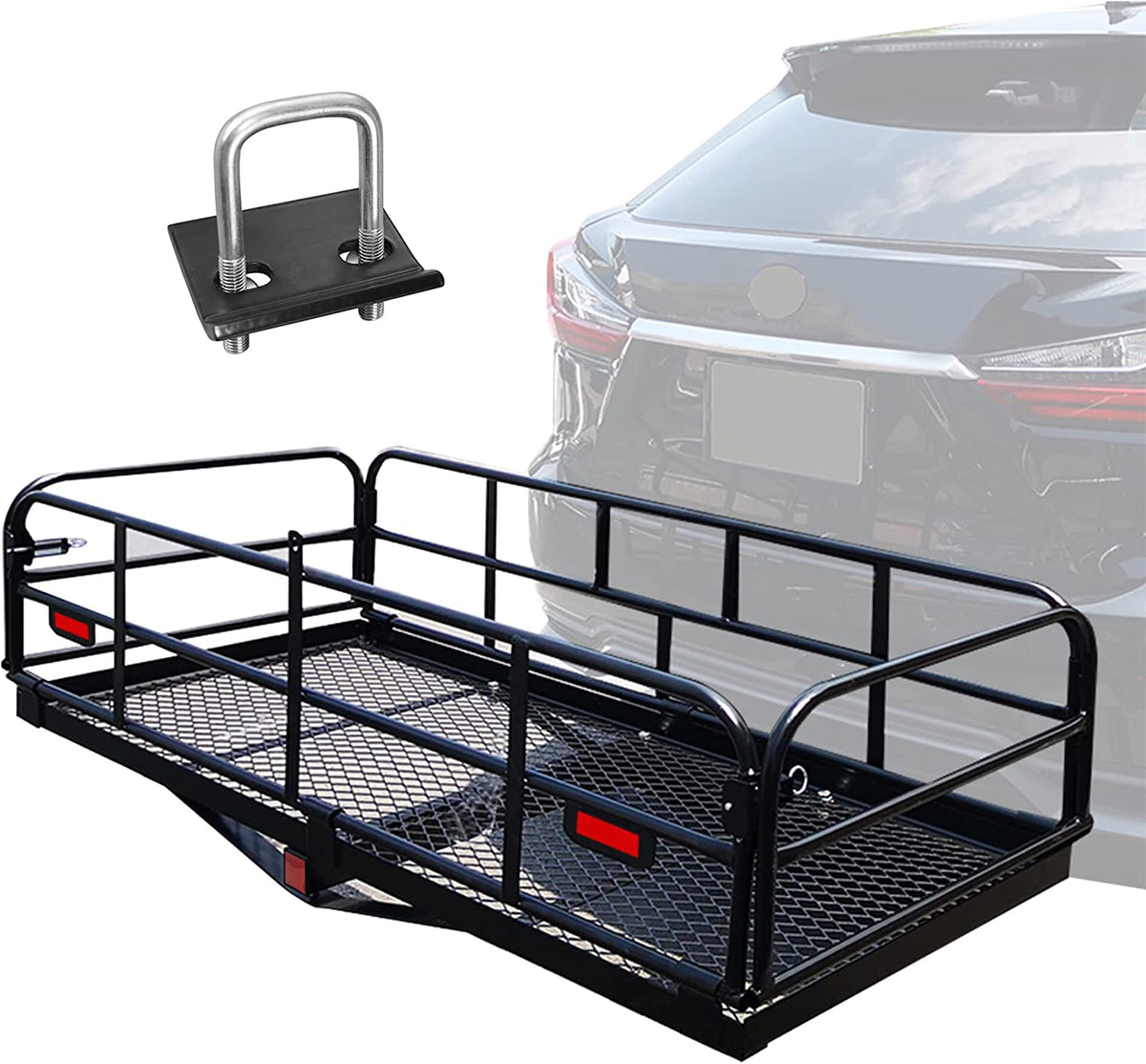 60" x 24" x 14.4" Folding Hitch Mount Cargo Carrier E62912
