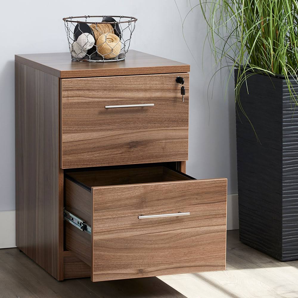 2 Drawer Walnut File Cabinet Desk H47494