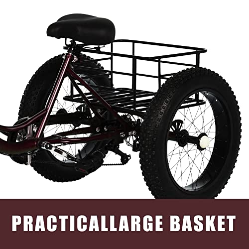 20 Inch 7 Speed Fat Tire Adult Tricycle with Shopping Basket K671